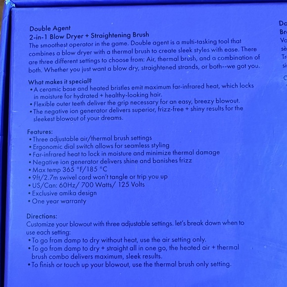 NIB Amika Double Agent 2-in-1 blow dryer + straightening brush - Picture 3 of 14